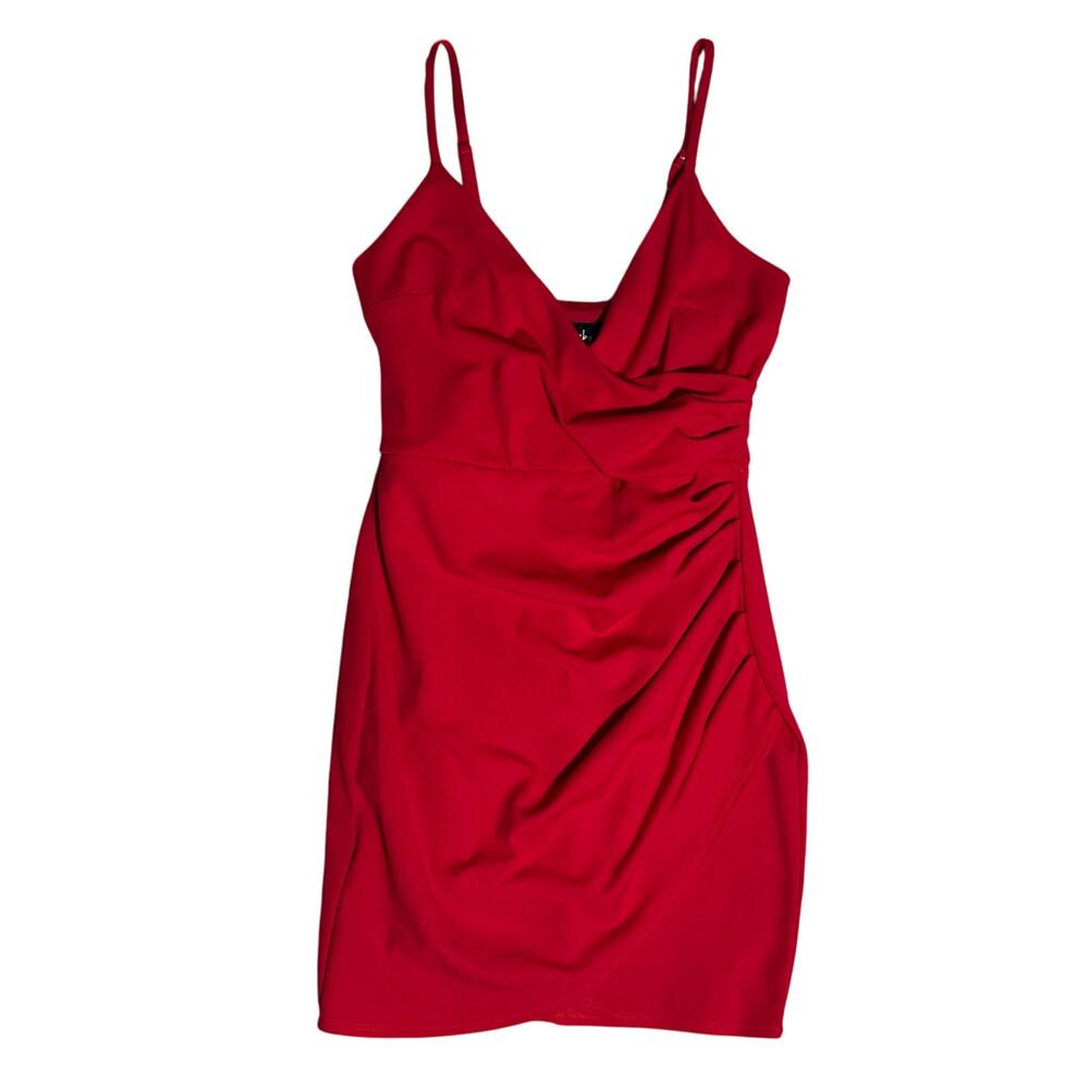 New Red Ruched Stretch Bodycon Mini Dress - By & By - Size M/L - NWOT